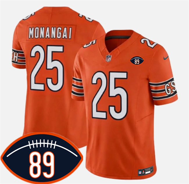 Men's Orange Chicago Bears #25 Kyle Monangai 2026 F.U.S.E. With Mike Ditka 89 Patch Vapor Untouchable Limited Stitched Football Jersey